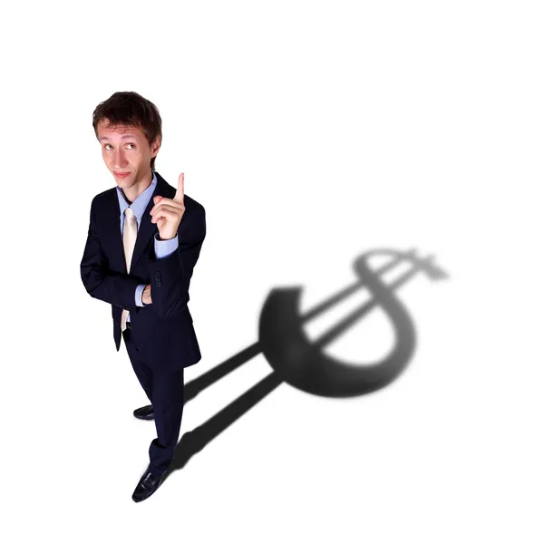 通貨記号として影を持ったビジネスマン — ストック写真