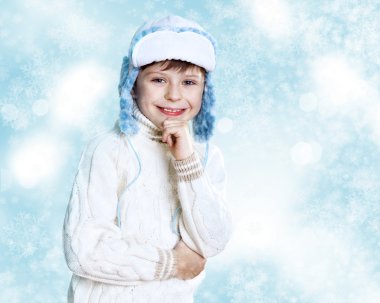 Kış giyim, çocuk portresi