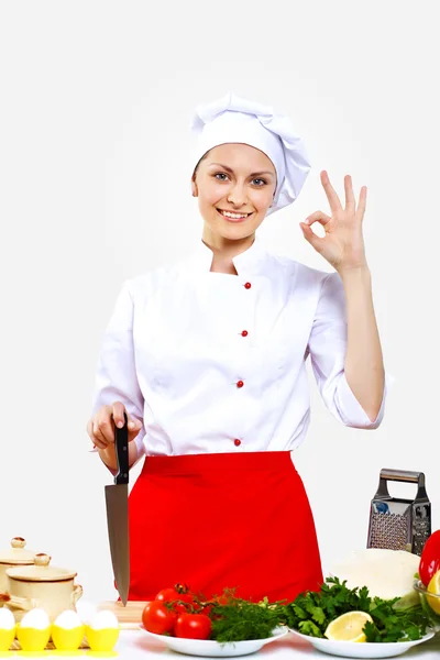Retrato de un joven cocinero en uniforme —  Fotos de Stock