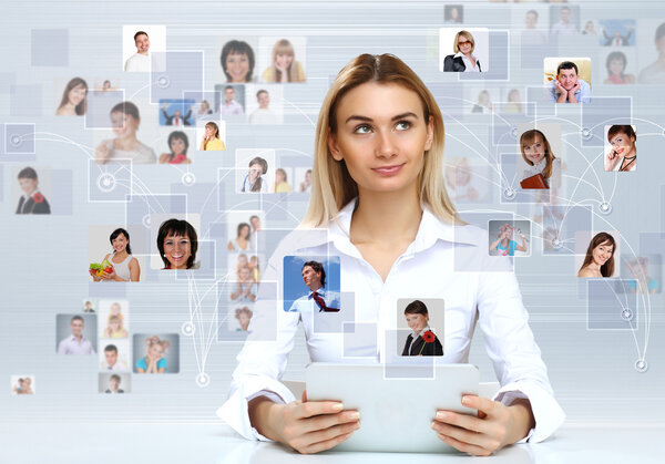 Young businesswoman making presentation