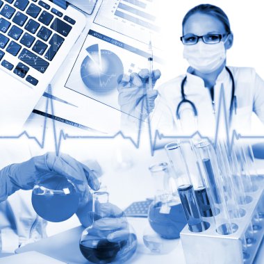 Medicine science and business collage clipart