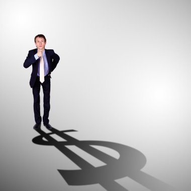 Businessman with shadow as a currency symbol clipart