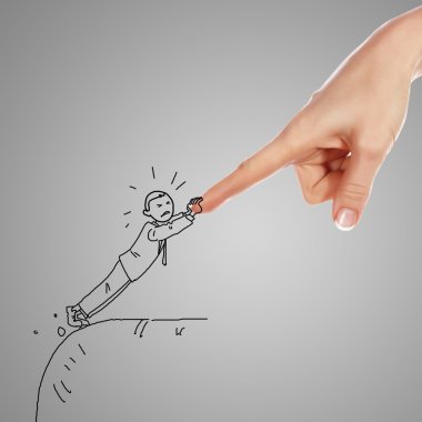 Human hand supporting a person clipart