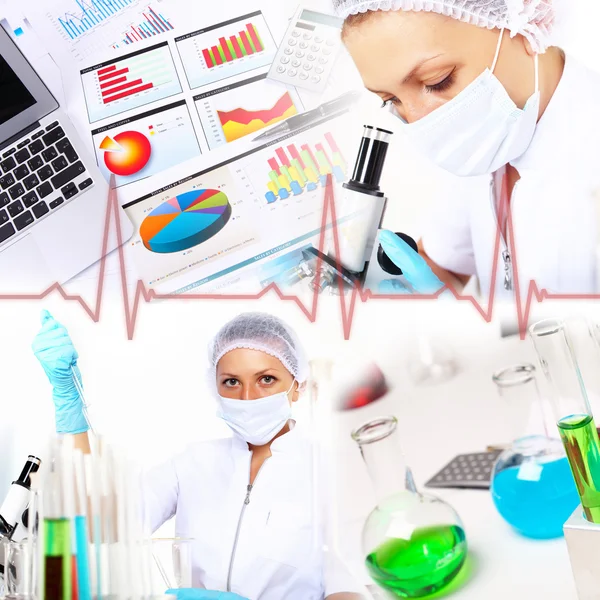 Medicin vetenskap och näringsliv collage — Stockfoto