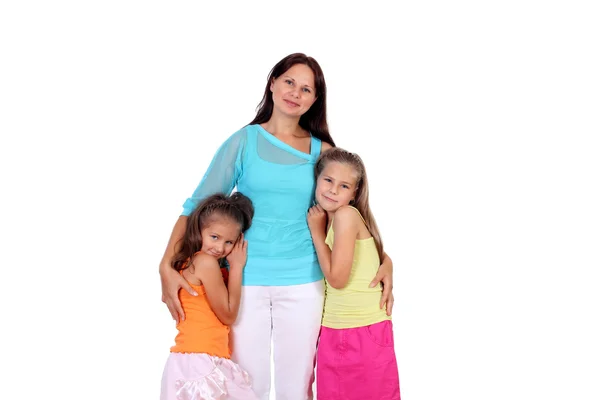 Mãe com suas duas filhas no estúdio — Fotografia de Stock