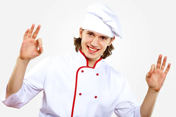 유니폼에는 젊은 요리사의 초상화 — 스톡 사진