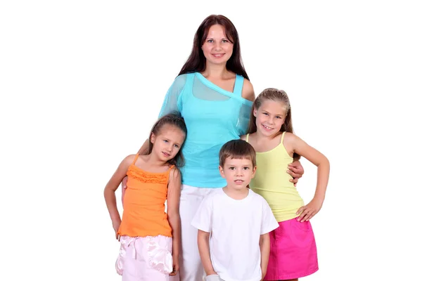 Mother with her three children in studio — Stock Photo, Image