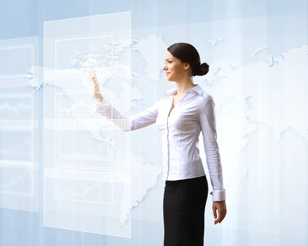 Business woman and touchscreen technology Stock Picture