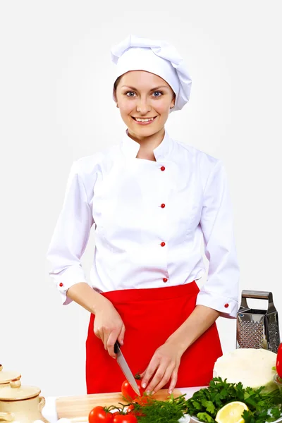 Portrait d'un jeune cuisinier en uniforme — Photo