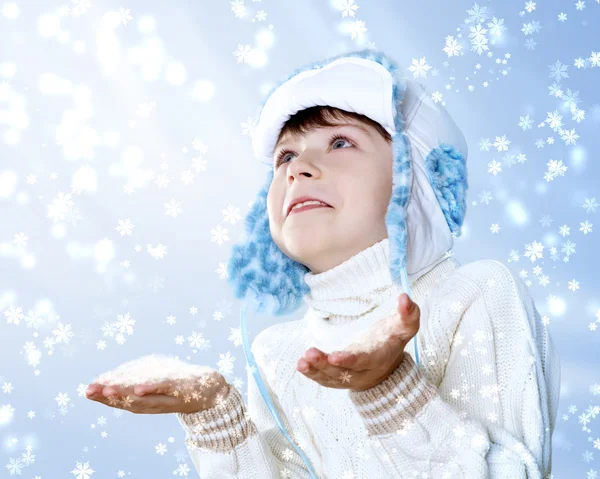 Portrét malé dítě v zimě opotřebení — Stock fotografie