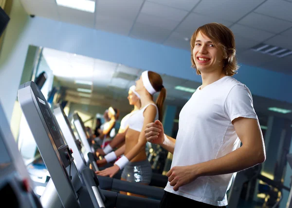 stock image Young man doing sport in gym