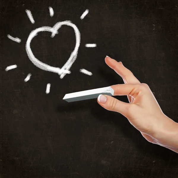 Okul yazı tahtası ve kalp simgesi — Stok fotoğraf