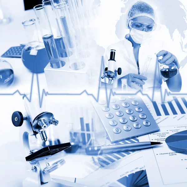 Medicine science and business collage — Stock Photo, Image