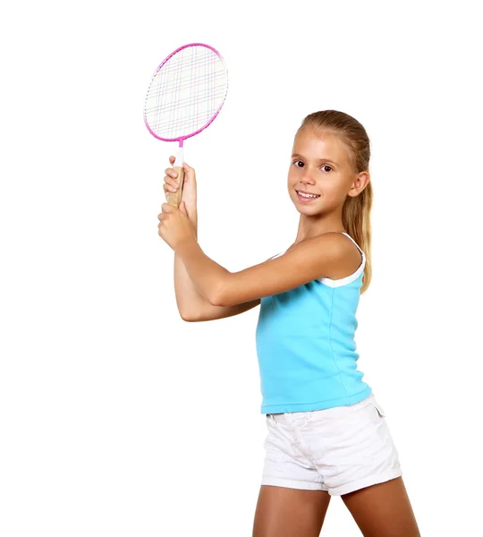 Bastante adolescente con raqueta —  Fotos de Stock