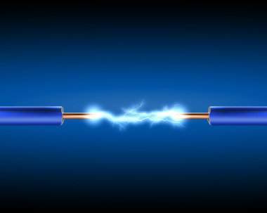 Electric cord with electricity sparkls clipart