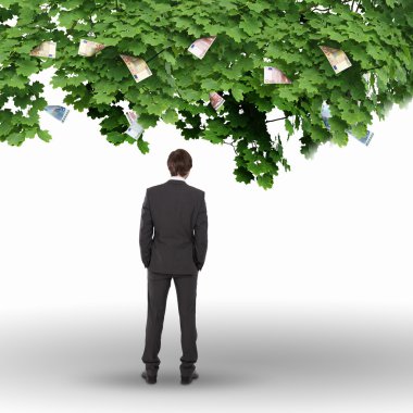 Money tree and young business mans clipart