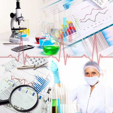 Medicine science and business collage clipart