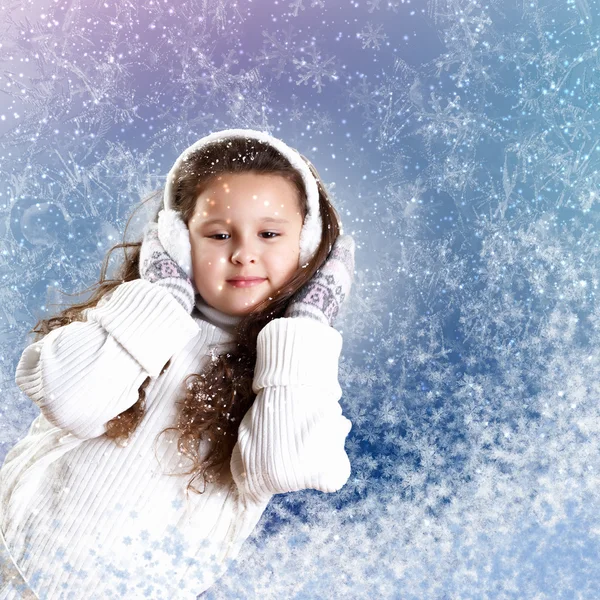 Cuty niña en invierno desgaste — Foto de Stock