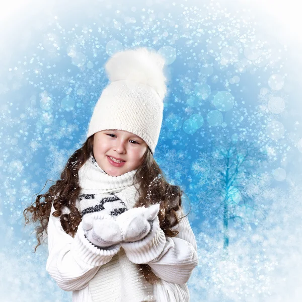 Cuty niña en invierno desgaste — Foto de Stock
