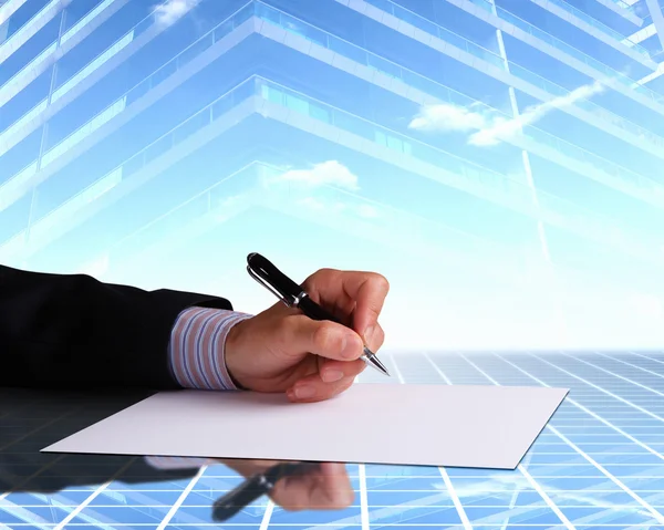 Businessman hand signing documents — Stock Photo, Image