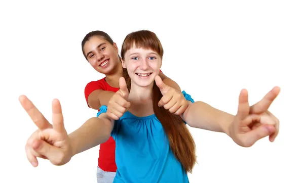 Två tonårsflickor tillsammans — Stockfoto