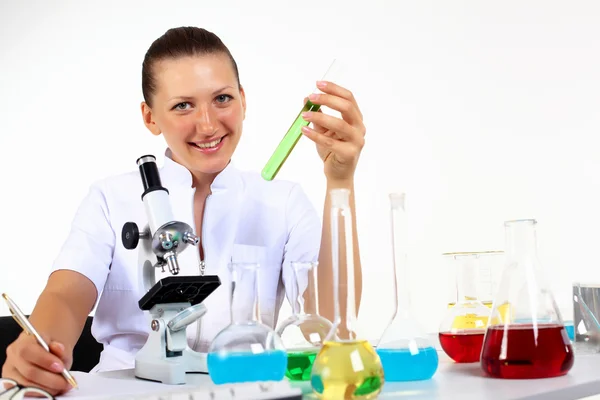 Female scientist in a chemistry laboratory Stock Image