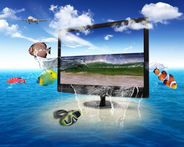 Large flat screen with nature images clipart