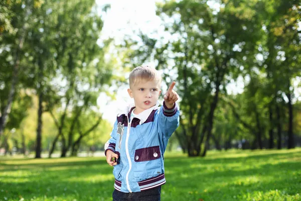 Little boy in summer park — Stock Photo, Image