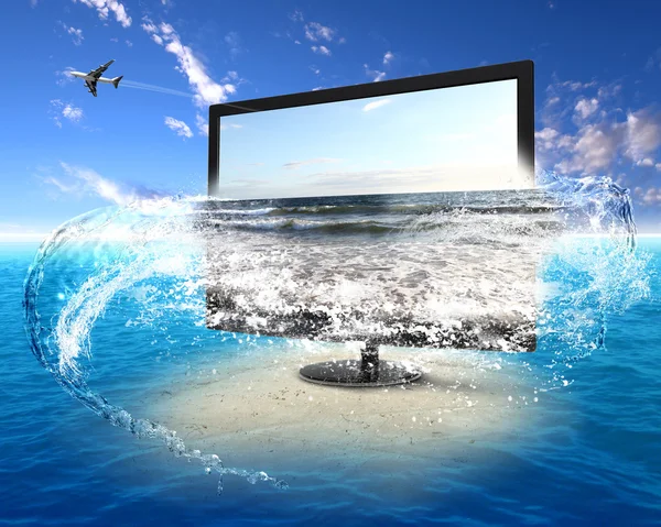 stock image Large flat screen with nature images