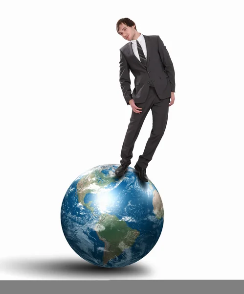 私たちの惑星地球を持ったビジネスマン — ストック写真