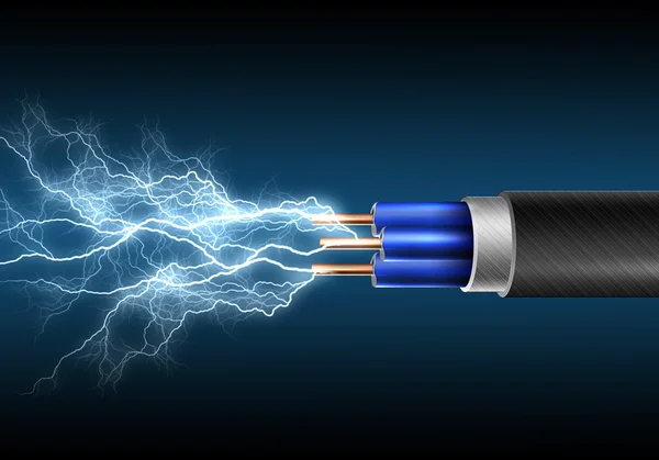 Elektrický kabel s sparkls elektřiny — Stock fotografie
