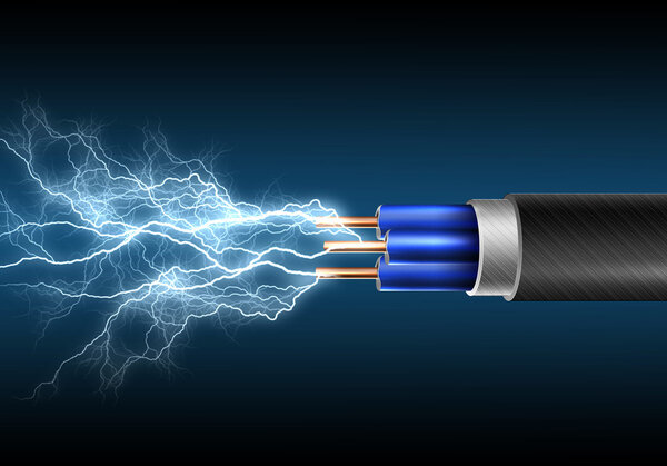 Electric cord with electricity sparkls