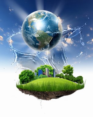 Green nature landscape with planet Earth clipart