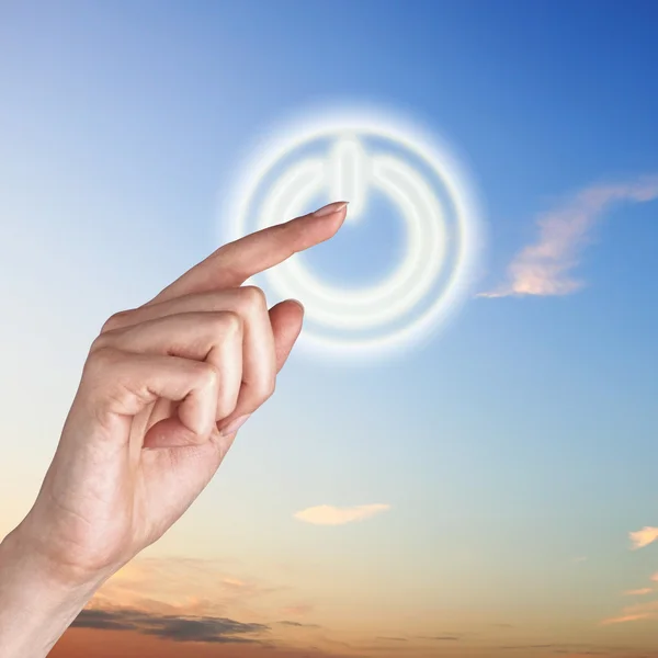 Power button against sky background — Stock Photo, Image