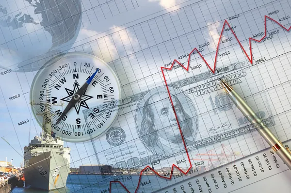 Finanční grafy s majákem na pozadí — Stock fotografie