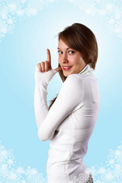 Chica joven en suéter blanco Imagen De Stock