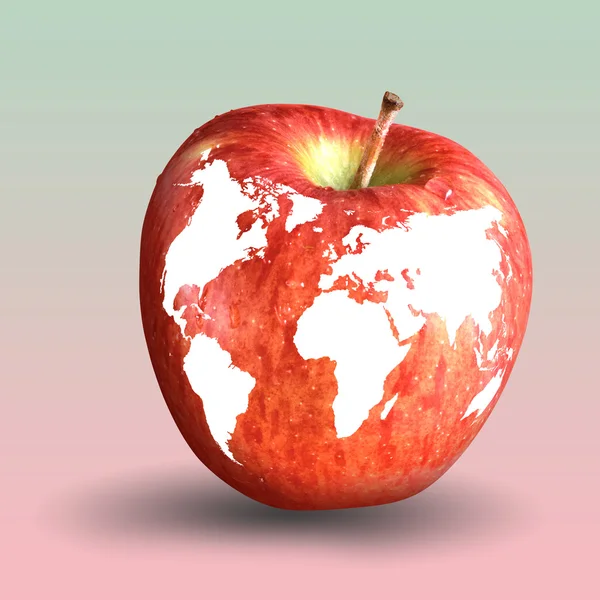 Apple como um modelo de planeta Terra — Fotografia de Stock