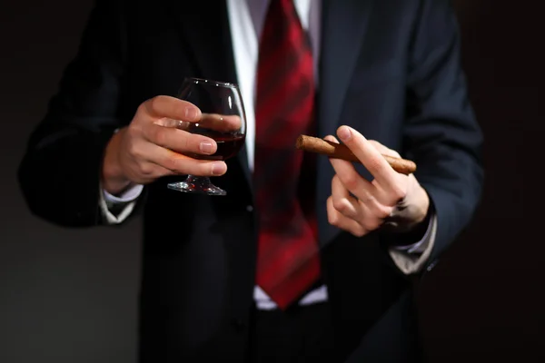 Stock image Man with cognac and cigar