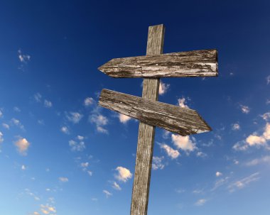 Blank road signs against blue sky clipart