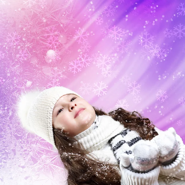 Мила маленька дівчинка в зимовому одязі Стокове Зображення