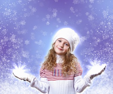 Cuty little girl in winter wear clipart