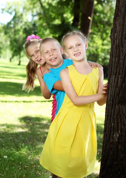 Kinderen spelen in de zomer park — Stockfoto