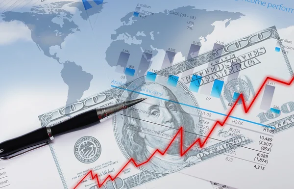 Gráficos e gráficos financeiros e de negócios — Fotografia de Stock