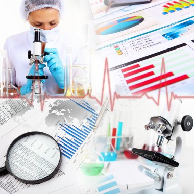 Medicine science and business collage clipart