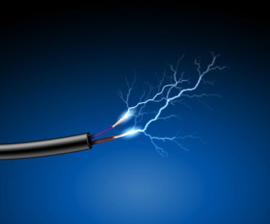 Electric cord with electricity sparkls clipart