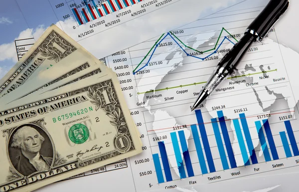Finansowych i biznesowych wykresy i wykresy — Zdjęcie stockowe
