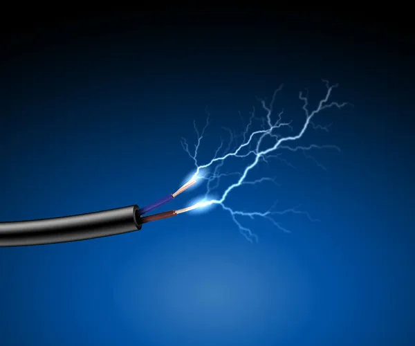 Cable eléctrico con chispas eléctricas — Foto de Stock