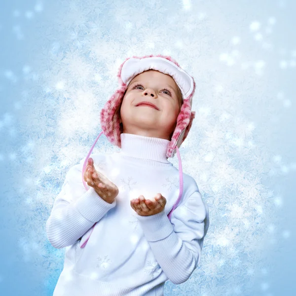Portrait of little kid in winter wear — Stock Photo, Image