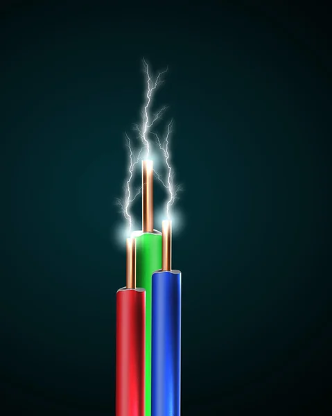 Elektrický kabel s sparkls elektřiny — Stock fotografie