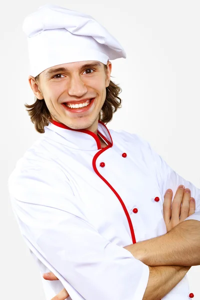 Portrét mladého kuchaře v uniformě — Stock fotografie